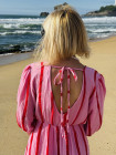 Robe rose rayée rouge