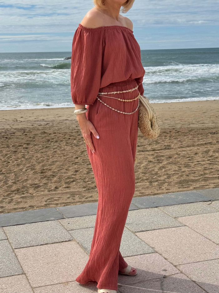 Ensemble pantalon terracotta