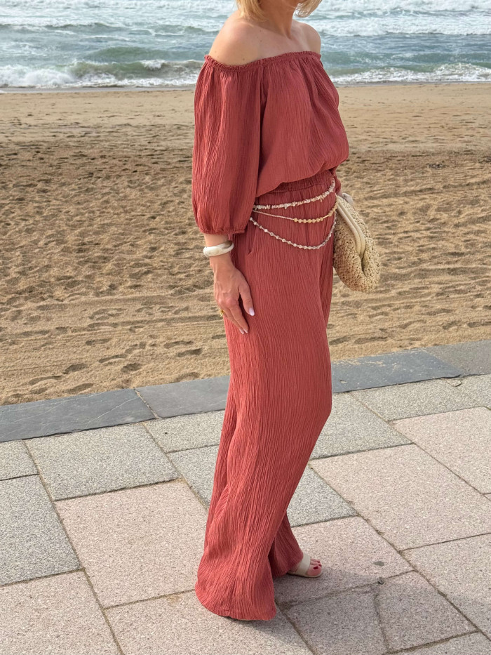 Ensemble pantalon terracotta