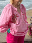Blouse bohème rose perles
