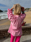 Blouse bohème rose perles