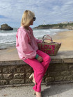 Blouse bohème rose perles