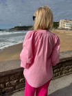 Blouse bohème rose perles