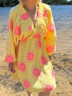 Robe courte jaune soleil rose