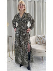 Robe longue léopard vert