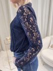 Blouse dentelle bleu marine