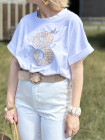T-shirt blanc inscription 3 en coton