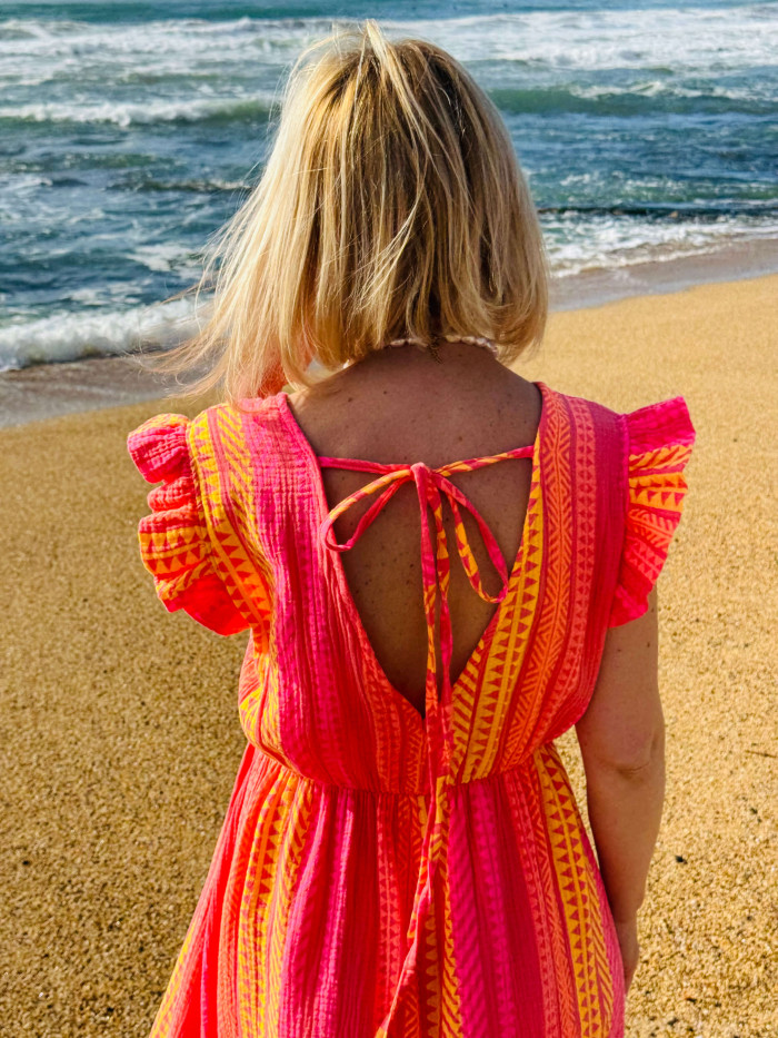 Robe longue corail