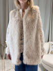Gilet taupe court sans manches fausse fourrure