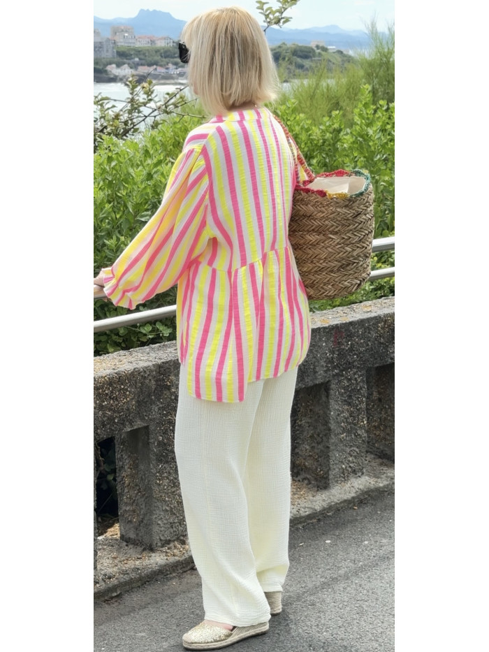 pantalon gaze de coton jaune