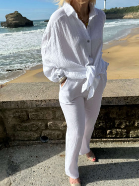 Pantalon gaze de coton blanc