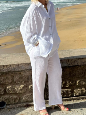 Pantalon gaze de coton blanc