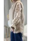 Gilet taupe court sans manches fausse fourrure