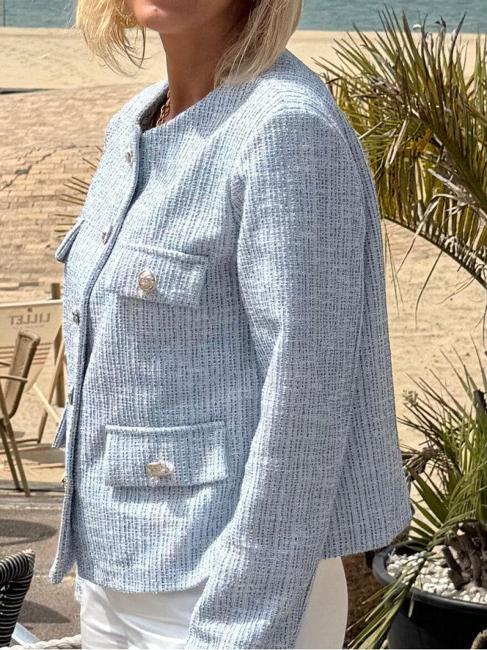 Veste tweed bleu ciel
