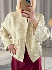 Veste tweed à séquins dorés