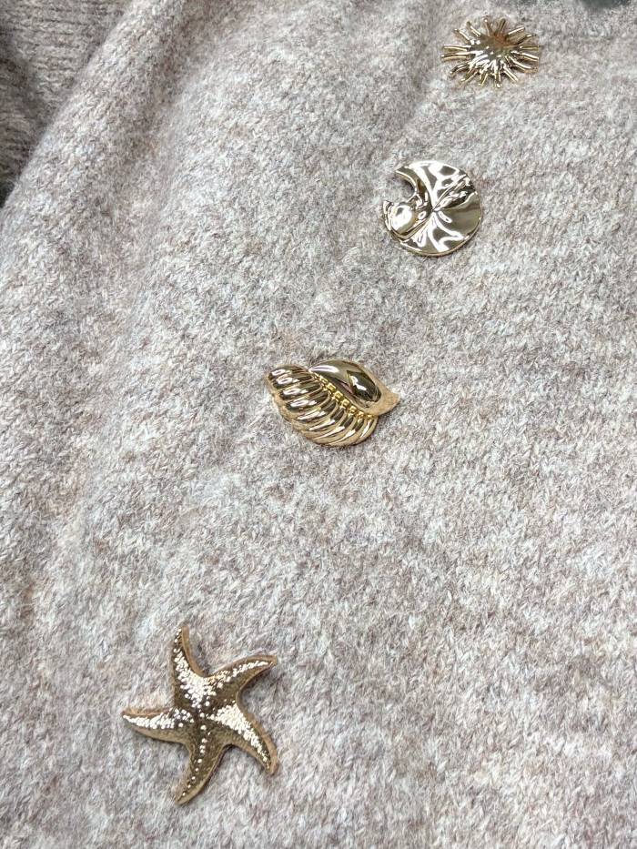 Gilet beige boutons dorés coquillages Orlane