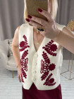 veste sans manches motifs bordeaux