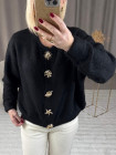 Gilet Orlane noir boutons dorés coquillages