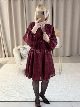Robe courte séquins bordeaux