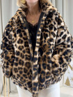 Doudoune réversible fausse fourrure léopard