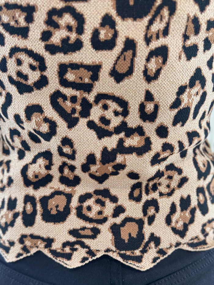 pull léopard doré
