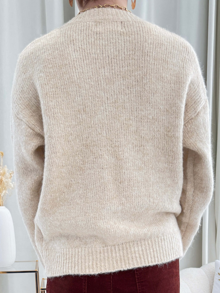 cardigan veste gilet beige écru noeuds léopard manches longues
