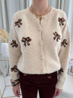 Gilet manches longues noeuds motif léopard doré