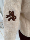 cardigan veste gilet beige écru noeuds léopard manches longues