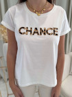 Tee-shirt blanc inscription "Chance"