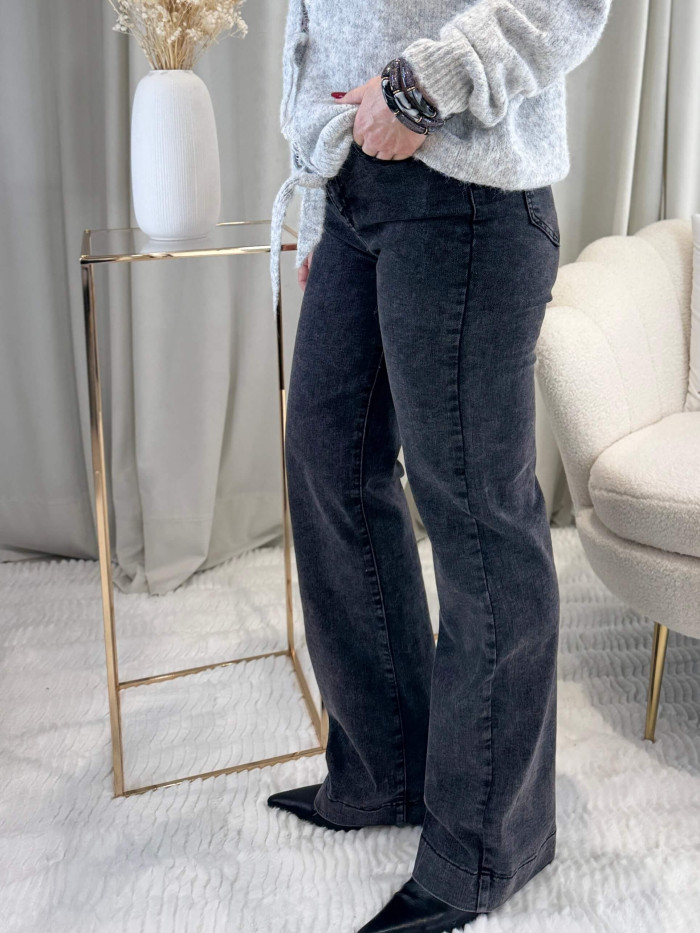 Jean noir délavé wide leg