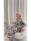 Robe longue noir/écru/doré