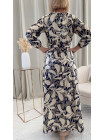 Robe longue noir/écru/doré
