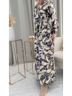 Robe longue noir/écru/doré