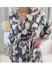 Robe longue noir/écru/doré