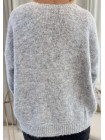 Cardigan manches longues gris dentelle blanche liens à nouer