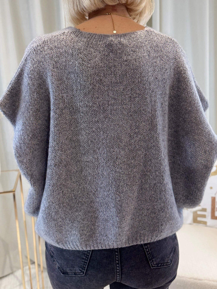 Gilet sans manches gris  boutons strass