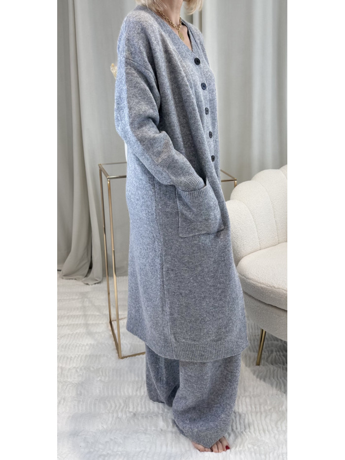 Ensemble-trois-pièces-gris-pantalon-gilet-sans-manches-gilet-long