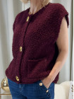 Gilet bordeaux laine bouillie boutons dorés