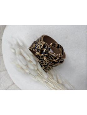 Ceinture léopard doré camel indiana