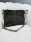 Sac en cuir suédé kaki anses en cuir irisé
