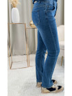 Jeans bleu elasthanne polyester coton boutons dorés
