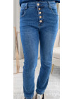 pantalon jean bleu boutons dorés