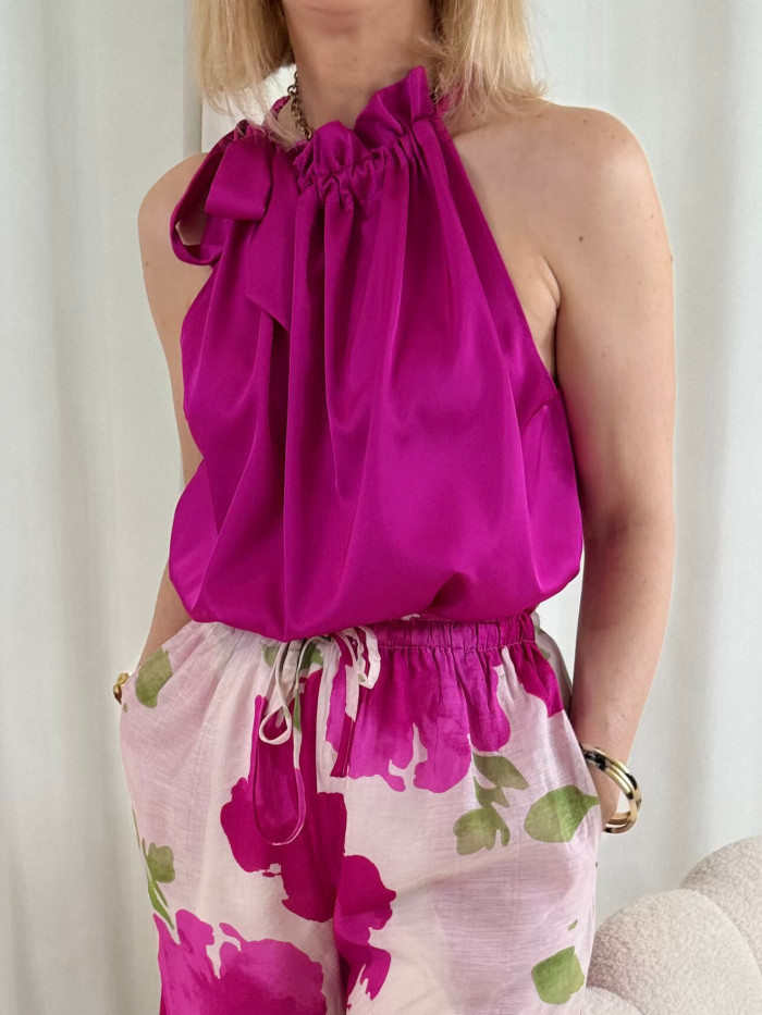 Top satin fuchsia