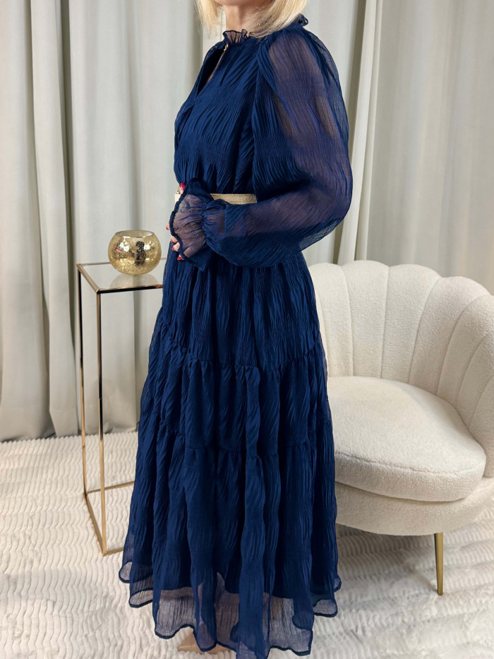 Robe longue froncee
