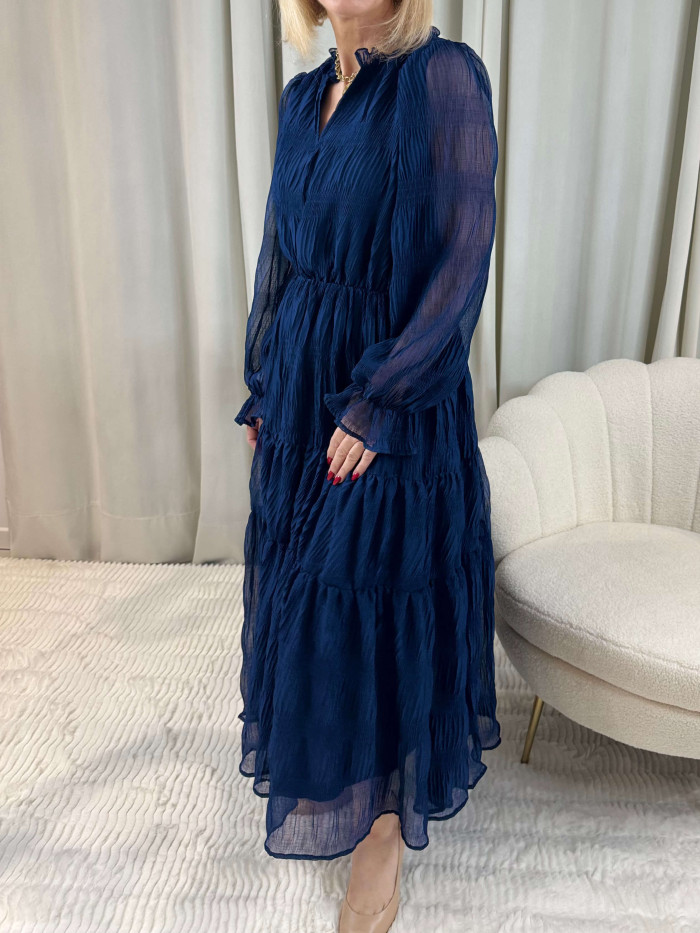 Robe longue froncee