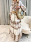 Robe longue bronze brodée en coton