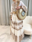 Robe longue bronze brodée en coton