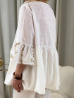 Tunique blanc cassé avec broderies fleurs