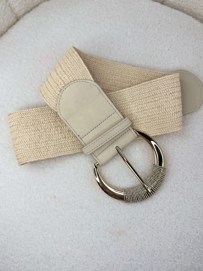 Ceinture boucle large écru