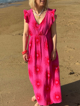 Robe fuchsia imprimé soleil
